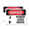 thumbnail image 1 of (2 Pack) Power Lines Above OSHA Danger Sign 14 Inch X 10 Inch Indoor / Outdoor Rust-Free Aluminum Metal Signs for Workplace, Workshop, and Construction Site, Made in the USA, 1 of 8