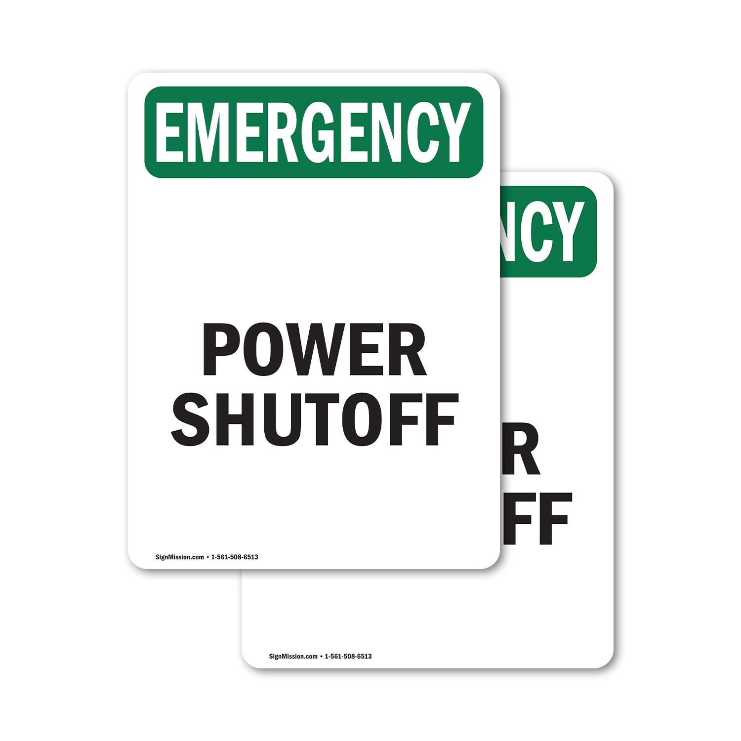 (2 Pack) Power Shutoff OSHA Emergency Sign 12 Inch X 18 Inch Vinyl ...