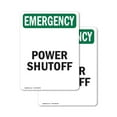 thumbnail image 1 of (2 Pack) Power Shutoff OSHA Emergency Sign 5 Inch X 7 Inch Vinyl Label Decal Sticker Weather Resistant, UV Protected for Workplace, Business, and Construction Site, Made in the USA, 1 of 7