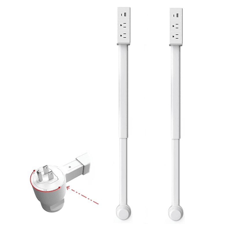 YUJING SUPERLIFE 2 pack Outlet Extender with 2 AC Sockets, USB-A and USB-C, 180° Rotatable Power Plug Expander for Hard-to-Reach Wall Outlets (22-34 Inch)
