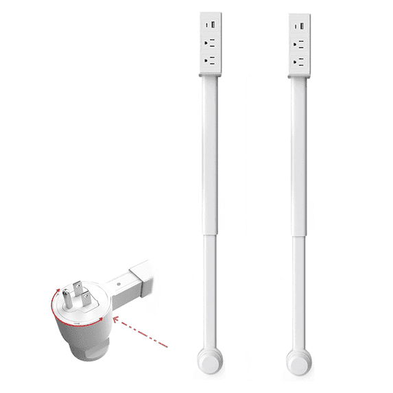 YUJING SUPERLIFE 2 pack Outlet Extender with 2 AC Sockets, USB-A and USB-C, 180° Rotatable Power Plug Expander for Hard-to-Reach Wall Outlets (22-34 Inch)