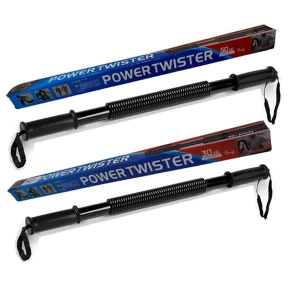 2 Pack of Power Twister Bar Set, Upper Body Workout, Arms Strength Training, Chest, Heavy Duty Spring bar (66lb - 30kg & 110lb - 50kg) for Intermediate & Advanced levels