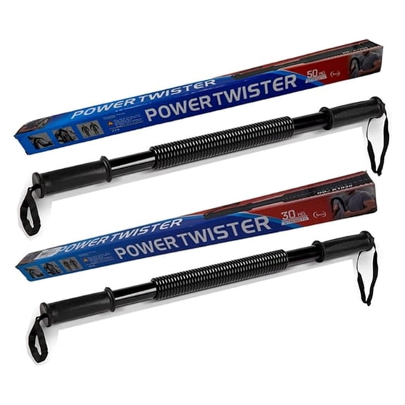 2 Pack of Power Twister Bar Set, Upper Body Workout, Arms Strength Training, Chest, Heavy Duty Spring bar (66lb - 30kg & 110lb - 50kg) for Intermediate & Advanced levels
