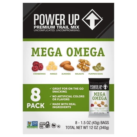 2 Pack - Power Up Premium Trail Mix Mega Omega Multipack 8/1.5oz