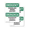 thumbnail image 1 of (2 Pack) Power And Water Shutoff OSHA Emergency Sign 7 Inch X 10 Inch Plastic Sign, Weather Resistant, UV Protected for Workplace, Business, and Construction Site, Made in the USA, 1 of 8