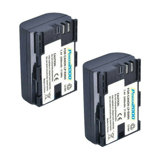 2 Pack Power2000 LP-E6NH LPE6 240 mAH 7.4V Lithium Rechargeable Battery