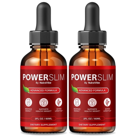 (2 Pack) PowerSlim Drops Clean Daily Liquid Formula with a Natural Blend to Support Body Goals & Active Lifestyle | Just a Few Easy Drops for Daily Fitness Support (60 Servings)