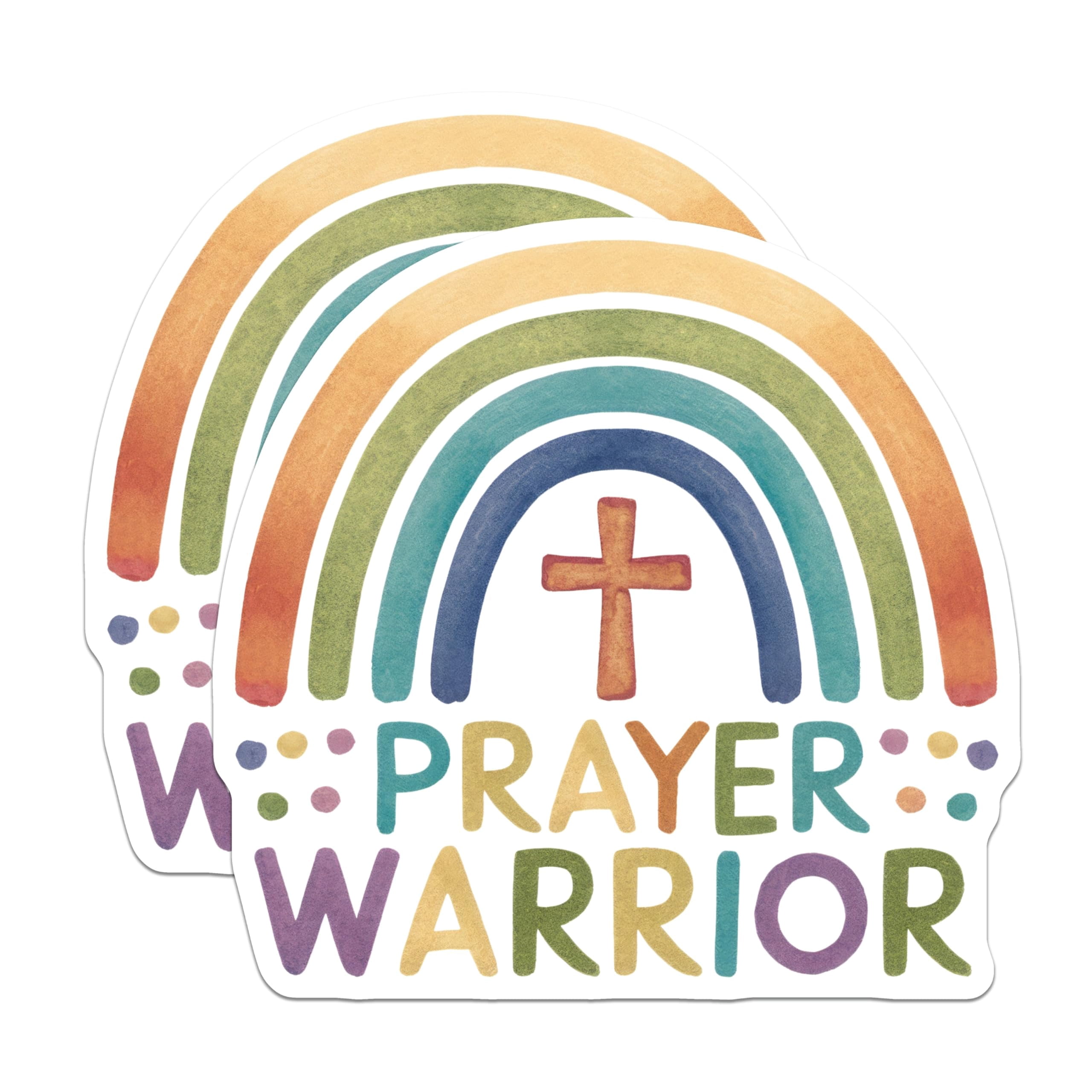 (2 Pack) Prayer Warrior Stickers - Rainbow Cross - Christian Stickers ...