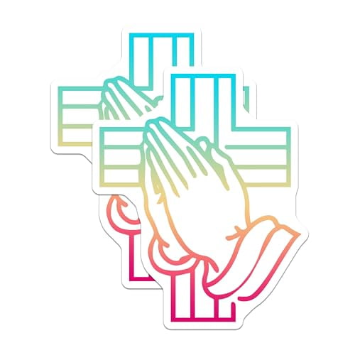 (2 Pack) Praying Hands Magnets - Christian Decor - Religious Refrigerator Magnets - Inspirational Faith Magnets - 5" On Longest Side - for Cars, Fridges, Toolboxes - Made in USA - MAG5616