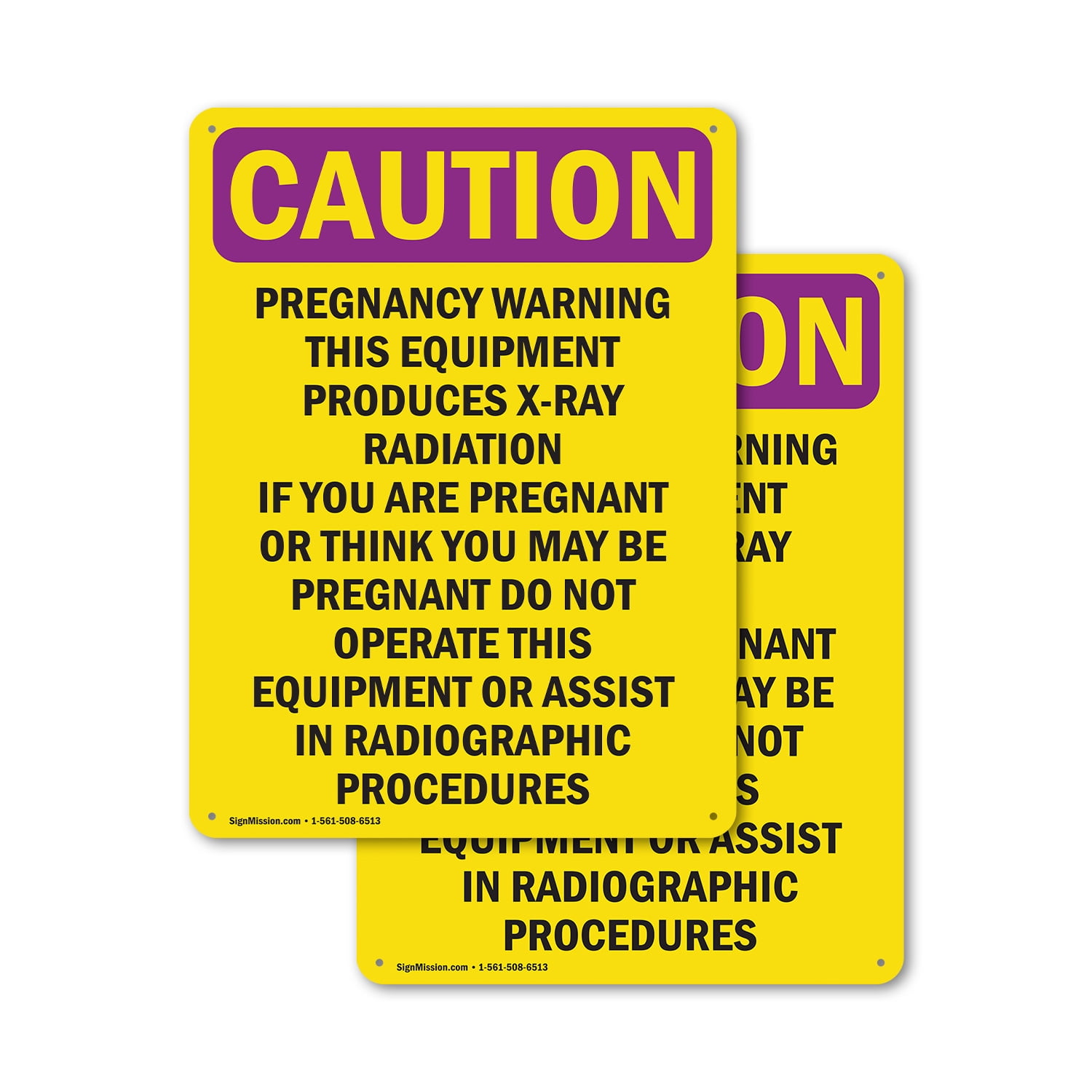 Resistancewarning Sign (2 Pack) Pregnancy Warning This Equipment OSHA Caution Radiation Sign 7 ...
