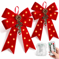 Outside Timer 2 Pack Prelit Large Christmas Bows with LED Lights, Timer, Remote for ...