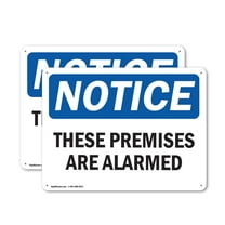 (2 Pack) These Premises Are Alarmed OSHA Notice Sign 14 Inch X 10 Inch Plastic Sign, Weather Resistant, UV Protected for Workplace, Business, and Construction Site, Made in the USA