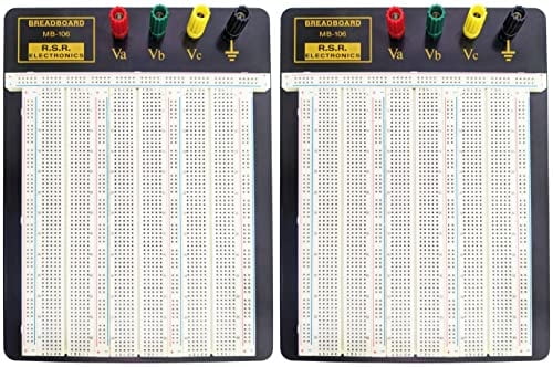 2 Pack Premium 2390 Tie Point Solderless Breadboard with 4 Binding Posts for Prototyping, Metal Backplate