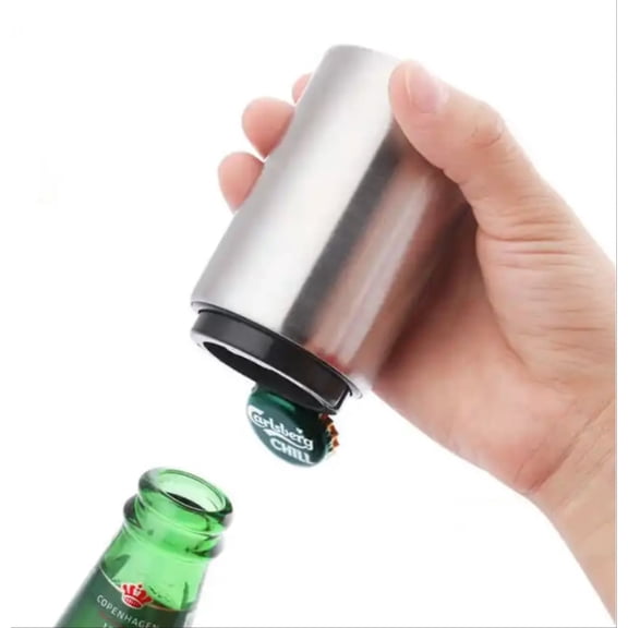 Automatic Beer Bottle Opener Set 2 Pack, Stainless Steel Magnetic Cap Catcher Bottle Openers for Quick Pop Opening at Home, Picnic and Camping TIKA