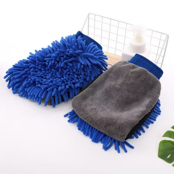 2-Pack Premium Chenille Microfiber Knobby Wash Mitts - Perfect for Car Washing and Detailing; Scratch-Free, Plush, and Absorbent;Style 2-Blue