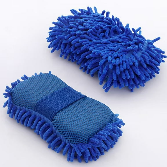 2-Pack Premium Chenille Microfiber Knobby Wash Mitts - Perfect for Car Washing and Detailing; Scratch-Free, Plush, and Absorbent;Style 3-Blue