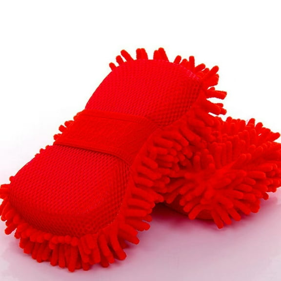 2-Pack Premium Chenille Microfiber Knobby Wash Mitts - Perfect for Car Washing and Detailing; Scratch-Free, Plush, and Absorbent;Style 3-Red