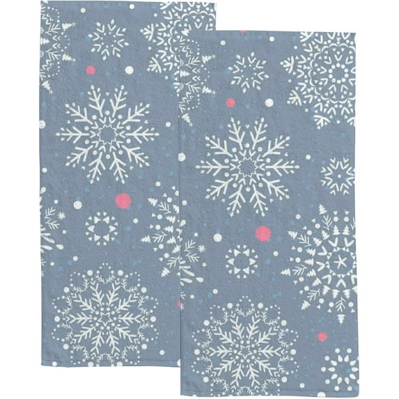 2 Pack Premium Hand Towels - Ultra Soft & Highly Absorbent - Snowflake Circle Absorbent Washcloths for Bathroom Hotel Kitchen 30x15in