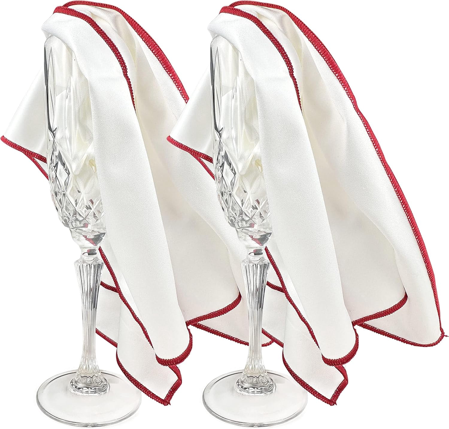 The 2-Pack Premium Microfiber Wine Glass Polishing Cloths, Large Lint-Free Drying Towels for Glasses, Stemware, Glassware, Camera Lenses, 25 Inch X 20 (White, 2 Count)