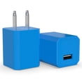 thumbnail image 1 of 2-Pack Premium Portable Travel USB 5V Wall Charger Universal Power Adapter - Blue (New, Bulk Packaging), 1 of 1