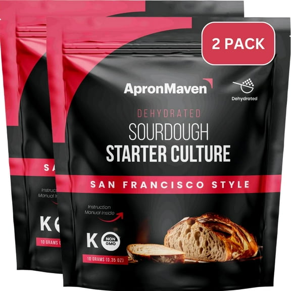 2 Pack Premium Sourdough Starter Culture - San Francisco Style Heirloom Dehydrated Sourdough Starter With Simple Activation Instructions for Homemade Artisan Bread Baking - Gift Idea