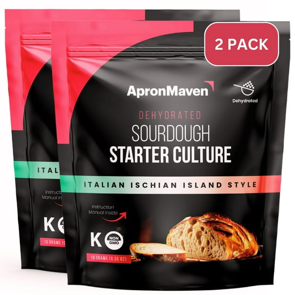 2 Pack Premium Sourdough Starter - Italian Ischian Island Style Heirloom Dehydrated Sour Dough Starter Culture with Simple Activation Instructions for Homemade Artisan Bread Baking Supplies