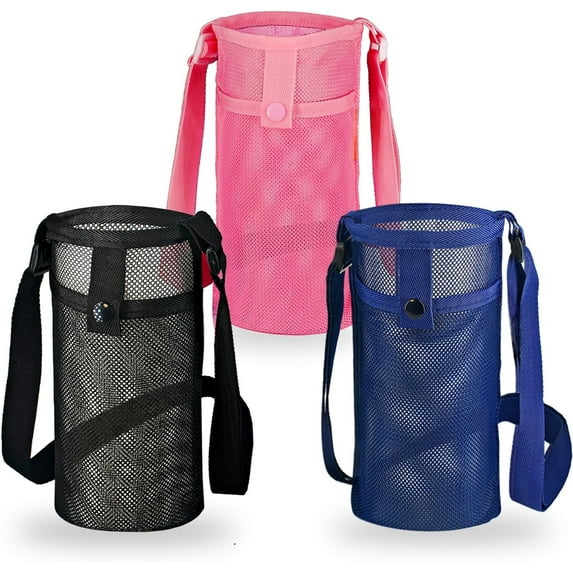 2 Pack Premium Water Bottle Carrier with Strap, Light Water Bottle Carrier Bag Easy Clean, Water Bottle Holder with Pocket for Hiking, Walking, Travel