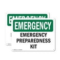 thumbnail image 1 of (2 Pack) Preparedness Kit OSHA Emergency Sign 18 Inch X 12 Inch Indoor / Outdoor Rust-Free Aluminum Metal Signs for Workplace, Workshop, and Construction Site, Made in the USA, 1 of 8