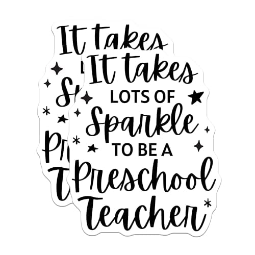 (2 Pack) Preschool Teacher Magnets - Sparkle Quote - Teacher Appreciation - Teacher Thank You - 5" On Longest Side - for Cars, Fridges, Toolboxes - Made in USA - MAG5805