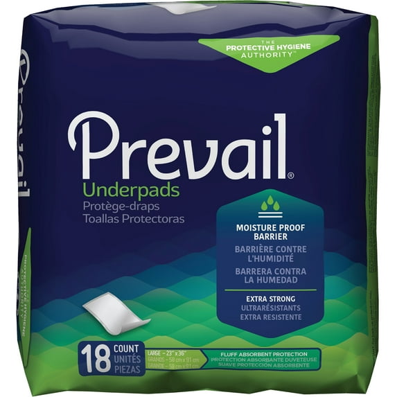 2 Pack - Prevail Underpads, Fluff Absorbent, Large 23" X 36", 18 count
