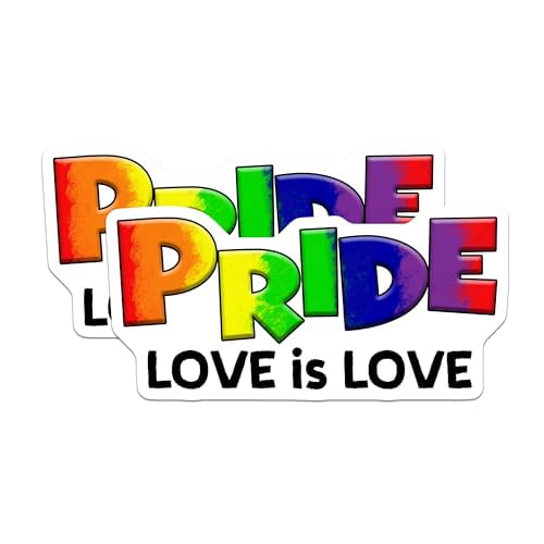 (2 Pack) Pride Love is Love Magnets - Rainbow Pride - LGBTQ+ Decor - Equality Celebration - 5" On Longest Side - for Cars, Fridges, Toolboxes - Made in USA - MAG8267