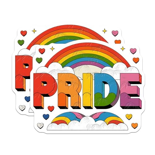 (2 Pack) Pride Rainbow Magnets Magnets - LGBTQ+ Support - Affirmation - 5" On Longest Side - Made in USA - Sticks to Refrigerators & Metal Surfaces - MAG9156