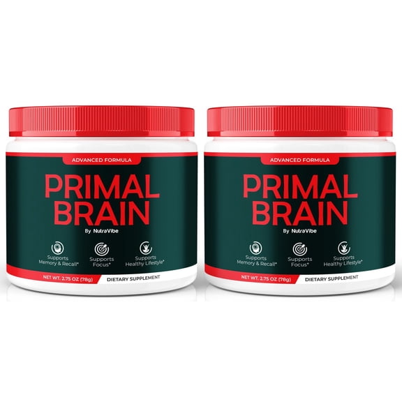 (2 Pack) Primal Brain Daily Formula with a Natural Blend to Help Maintain Focus, Memory & Concentration | Clean, Gentle, Easy-to-Take Powder for Everyday Sharpness (60 Servings)