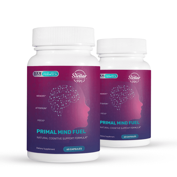 2 Pack Primal Mind Fuel, natural cognitive support, helps memory attention & focus-60 Capsules x2