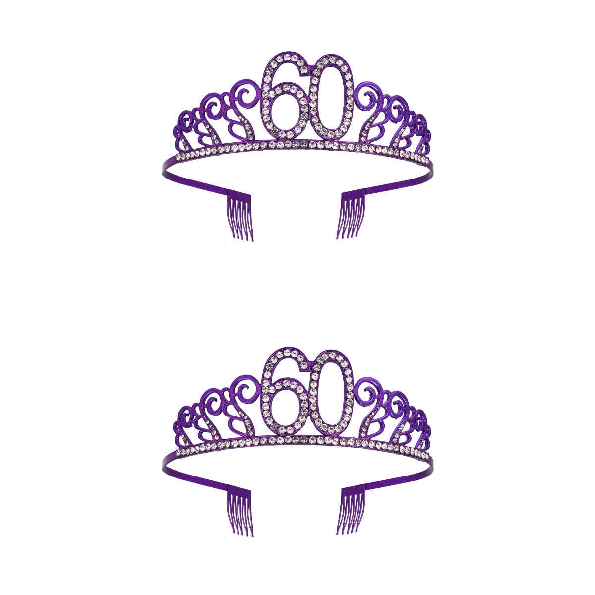 2 Pack Princess Tiara Comb Women 60th Birthday Headwear for