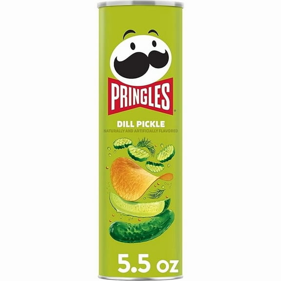 2-Pack Pringles Potato Crisps Chips, Lunch Snacks, On-the-Go Snacks, Dill Pickle, 5.5oz Can (1 Can)