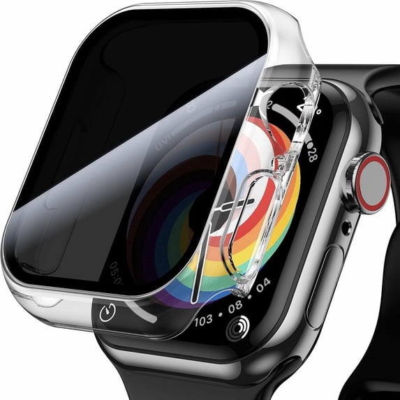 2 Pack Privacy Case for Apple Watch Screen Protector, Anti-Spy Tempered Glass Film Apple Watch Cover Hard PC Case Bumper for iWatch Series 11 Series 10 - Transparent 42mm