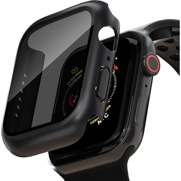 2 Pack Privacy Case for Apple Watch Screen Protector, Anti-Spy Tempered Glass Film Cover Hard PC Bumper iWatch Series 6/5/4/SE /SE 3 - Black/Black 40mm
