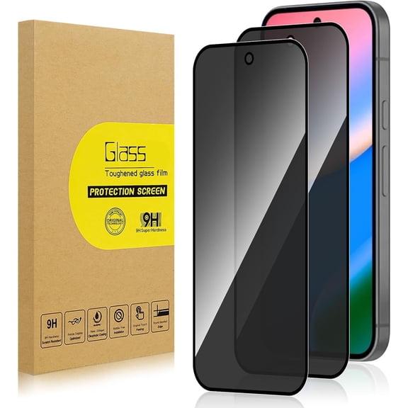 2 Pack Privacy Screen Protector for Google Pixel 10/10 Pro[Anti-Spy Tempered Glass][Fingerprint Unlock Support], Anti-Scratch, Bubble-Free,Protective 9H Glass for Google Pixel 10/10 Pro