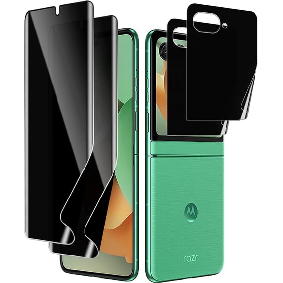 2 Pack Privacy Screen Protector for Motorola Razr 2025/2024 5G, [2 Main Screen + 2 Front Screen], Matte Anti-Spy TPU Shield Anti Scratch Bubble Free Touch Sensitive Case Friendly
