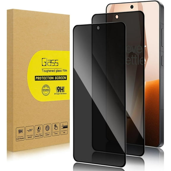 2 Pack Privacy Screen Protector for OnePlus 13R[Anti-Spy Tempered Glass], Ultra HD, Anti-Scratch, Bubble-Free, Easy Install 9H Protective Glass for OnePlus 13R