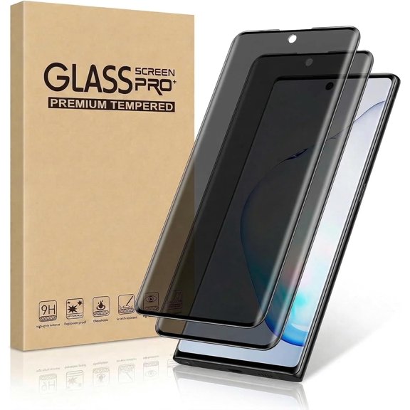 2 Pack Privacy Screen Protector for Samsung Galaxy Note10 plus,Anti-Spy Tempered Glass 9H Hardness Film for Note 10 Plus, Anti-Scratch Case Friendly Support Fingerprint Unlock