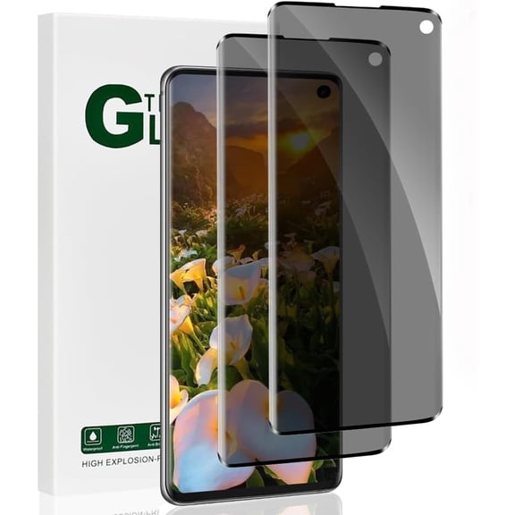 2 Pack Privacy Screen Protector for Samsung Galaxy S10 [Anti-Spy Tempered Glass] [Fingerprint Unlock Support], Anti-Scratch, Bubble-Free, Easy Install 9H Protective Glass for Galaxy S10 (6.1 Inch)