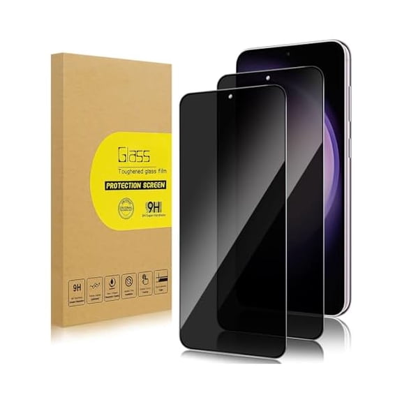 2 Pack Privacy Screen Protector for Samsung Galaxy S23 [Anti-Spy Tempered Glass] [Fingerprint Unlock Support], Anti-Scratch, Bubble-Free, Easy Install 9H Protective Glass for Galaxy S23