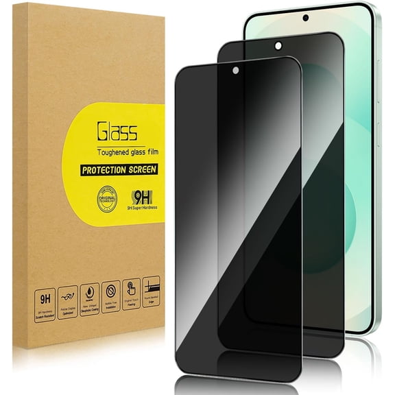 2 Pack Privacy Screen Protector for Samsung Galaxy S25 Plus/Galaxy S25+ [Anti-Spy Tempered Glass][Fingerprint Unlock Support], Anti-Scratch, Bubble-Free, Easy Install 9H Protective Glass