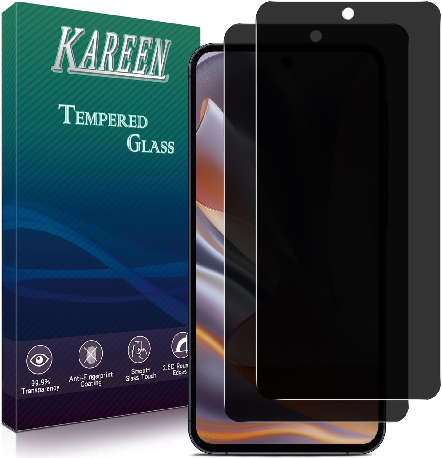 Anti-Spy Privacy Screen Protector For Huawei P9 - 9H Tempered Glass, Tinted - View #3