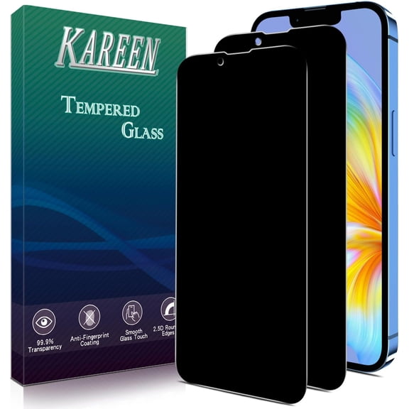 2 Pack Privacy Screen Protector for iPhone 13 Mini Anti Spy Private Tempered Glass Film, Bubble Free, 9H Hardness, Easy to Install, Case Friendly