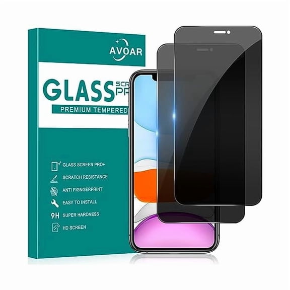 2 Pack Privacy Screen Protector for iPhone 11 / iPhone XR, Privacy Screen iPhone 11 6.1 Inch Tempered Full Screen Glass Film, Anti-Spy, Bubble Free, Case Friendly