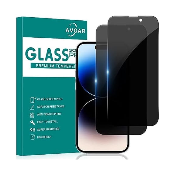 2 Pack Privacy Screen Protector for iPhone 14 Pro, Privacy Screen iPhone 14 Pro 6.1 Inch Tempered Full Screen Glass Film, Anti-Spy, Bubble Free, Case Friendly