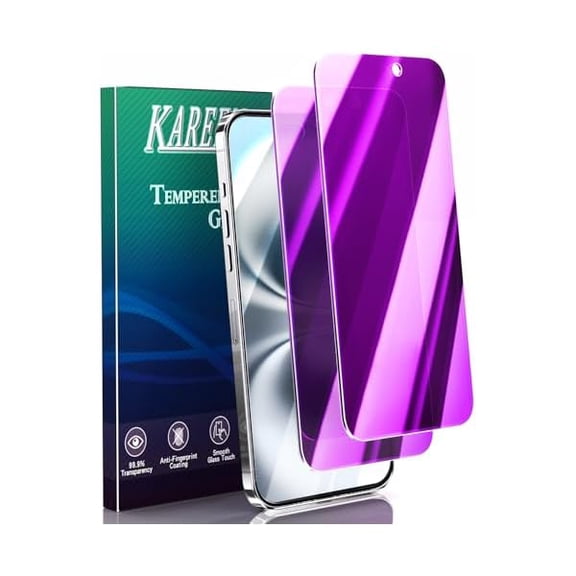 2 Pack Privacy Screen Protector for iPhone 16 Pro 6.3-Inch Tempered Glass, Private Saver Purple Gradient Anti Blue Light Eye Protection Anti-Scratch Full Coverage